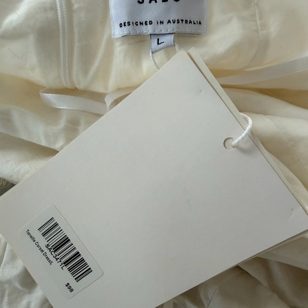 NWT SABO Australia Teneille Corset Dress White Mini Cut Out Tie Back Bride - Picture 8 of 10